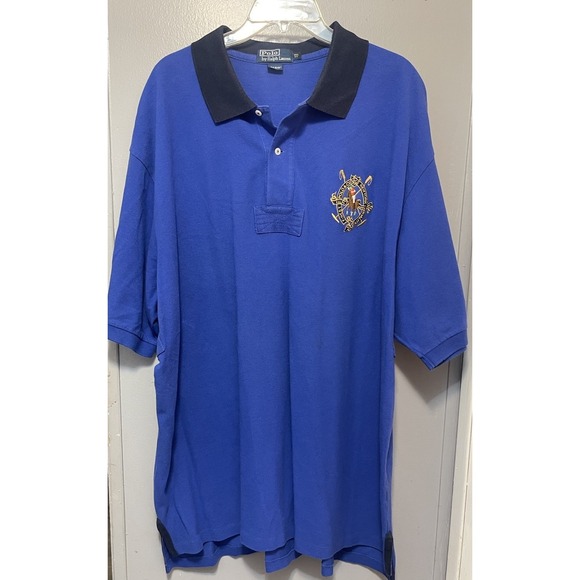 Vintage Ralph Lauren Polo Crested Shirt Royal Blue Size 3 Xl Big - Picture 1 of 4
